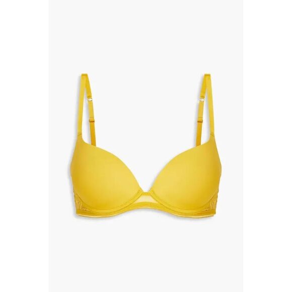 NWT Maison Lejaby Sin Embroidered Underwired Pushup Bra in Yellow Size 32C - Picture 4 of 11